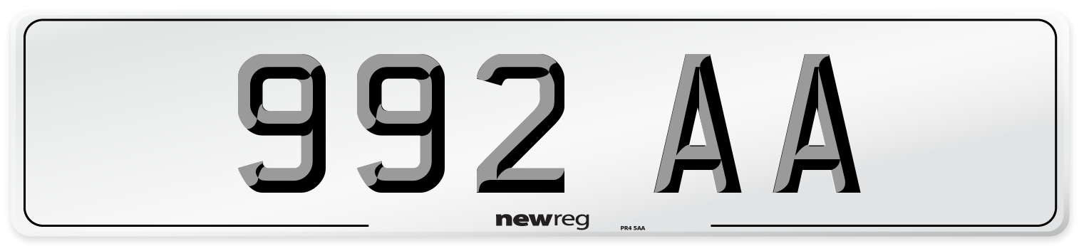 992 AA Number Plate from New Reg